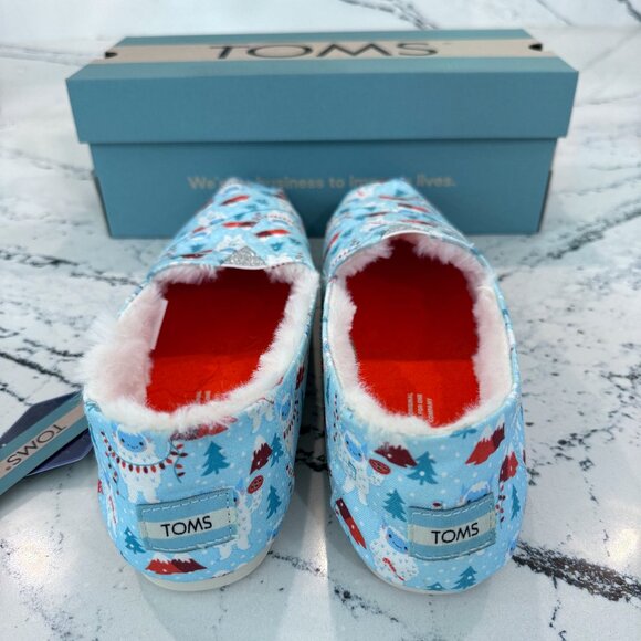 TOMS Alpargata Clearwater Blue Snow Yeti Print Slip Ons Size 10 - Picture 3 of 6
